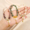 New Chinese-style golden thread jade lucky bag bracelet, Tianshan jade bamboo joint money bag bracelet, ethnic style single-circle jade jewelry Specification image